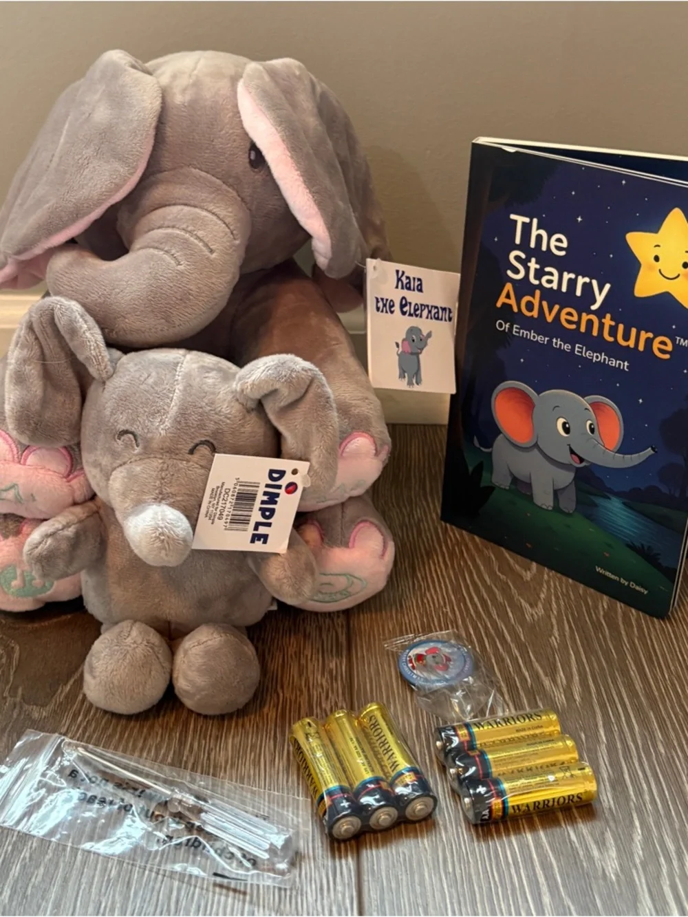 Dimplé Gray Plush Elephant Toy with Pink Accents - Kids Toy